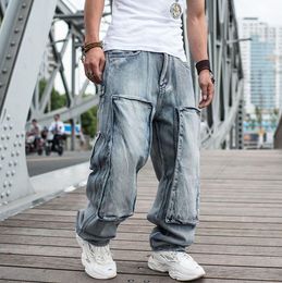 Men's Jeans Men's Hip Hop Baggy Loose Fit Pants Skateboard Denim Trousers Wide Leg 2022Men's