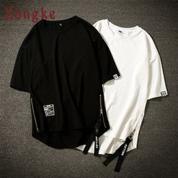 Zongke White T Shirt Men Tshirt Men T Shirt Harajuku Vintage T-Shirt Men Clothes Streetwear Hip Hop Summer Top 5XL 220504
