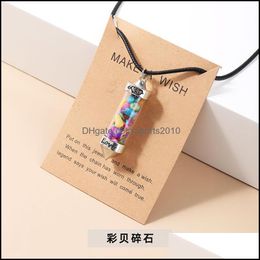 Arts And Crafts Natural Crystal Crushed Stone Wishing Love Bottle Cone Pendum Pendant Necklace Make Wish Card Necklaces H Sports2010 Dhyrg