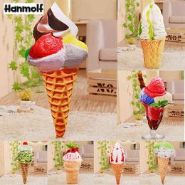 Balls Strawberry Matcha Cone Ice Plush Cushion Lifelike Cuddly Kids Summer Food Sofa Chair Ornamental J220704