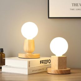 Table Lamps Modern Minimalist Wooden Lamp Retro Log Bedroom Mini Small Personality El Cafe Decorative Without BulbTable