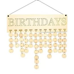 I migliori regali per le mamme Famiglia in legno Promemoria di compleanno Calendario da tavolo Fai da te Anniversario Tracker Placca appesa a parete con etichette F0425