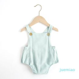 Fashion-clothes kid New born Baby Girls Suspender Romper Blank Onesie Baby Clothes Cute Plain Baby Linen Bubble Rompers