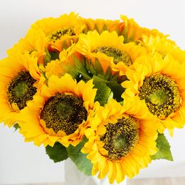 Artificial Sunflower Flower Single Branch Faux Floral Home Wedding Party Table Decor Pastoral Style G30098b
