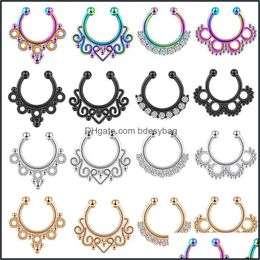 Belly Chains 16G Fake Septum Rings Stainless Steel Faux Non Clip On Nose Piercing Body Jewellery 10Mm Drop Delivery 2021 Bdesybag Dh2Um