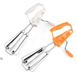 Stainless Steel Egg Tools Manual Hand Held Whisk Egg Beater Rotary Mixer Kitchen Blender Cooking Tool BBA13120