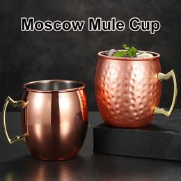 Mugs 500ml Moscow Mule Copper Stainless Steel Cocktail Cup Beer Coffee Tea Plated Creative Metal Mug Bar DrinkwareMugs