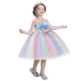 New Summer Children Dresses For Girls Kids Formal Wear Princess Dress For Girl 4 6 7 8 Years Birthday Party Events Prom Dress G220428