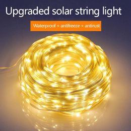 Strings 50/100/200 LED Solar Light Outdoor Leather Thread String Lights Holiday Christmas Party Waterproof Fairy Garden GarlandLED