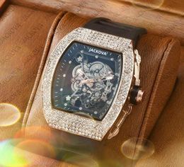Popular Luxury Man Diamonds Ring Quartz Watches 43mm Relojes De Marca Mujer Hollow Transparent Generous Rubber Belt Imported elegant Wristwatches Montre De Luxe