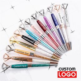 Creative Big Diamond Ballpoint Business Advertising Gift Wholesale Crystal Pen Custom Lettering Name 220712