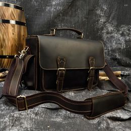 Duffel Bags Crazy Horse Leather Camera Case For Man Briefcase Bag Women Big Capacity Handbag Thick Real Travel BagDuffel