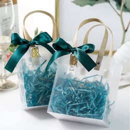 Clear Tote Toy Gift Bag PVC Transparent soft Packaging Bags with Hand Loop, clear Plastic handbag,10pcs 220427