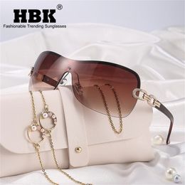 HBK Italy Oversized Gradient Sunglasse Wrap Around Vintage Sun Glasses Ladies Wide Shield Designer Shades Y2K 220514