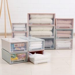 Clear Clothes Storage Drawer Box Container Organizer Wardrobe Boxes Thickened Cabinet Closet Case Superposition Y200628