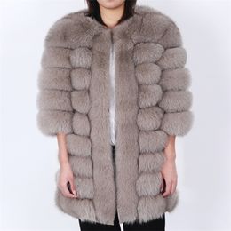 Maomaokong winter new women's leather Leather subfur coat highquality fur round neck warm fur long coat coat 201016