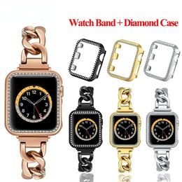 Cowboy Stainless Steel Wrist Band Strap Bracelet With Bumper Case For Apple Watch Series 7 6 5 4 SE iWatch 40mm 41mm 44mm 45mm