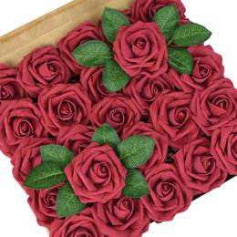 100Pack Artificial Rose Bouquet Faux Foam Flower Wedding Bridal Event Celebration Centerpiece Birthday Baby Shower Decor 220512