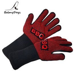 BBQ Gloves Heat Resistant Barbecue Grill Glove Oven Mitts Silicone Insulated Baking Cooking Grilling Accessories 220510