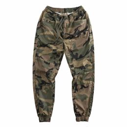 Men Camouflage Cargo Pants Outdoor Elastic Waist Drawstring Loose Pencil Pants High Street Hip Hop Casual Trousers Oversize 5XL