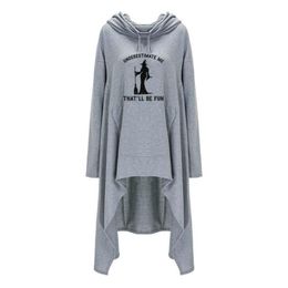 Women's Hoodies & Sweatshirts Women Long Pockets Witch Letters Print Pullover For Kawaii Clothes Spring And Autumn Hoodie Loose