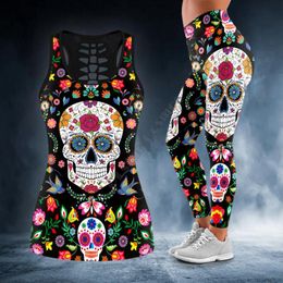 Women's Tanks & Camis Skull Garden 3D All Over Printed Tank Top Legging Combo Outfit Yoga Fitness Soft Summer Women For GirlWomen's