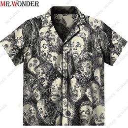 Mr.Wonder Novelty 3D Men's Horror Anime Manga Shirt Cool s Casual Button Down Beach Short Sleeve Hawaiian Tops 220401