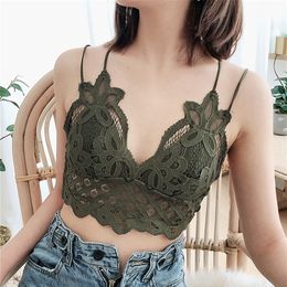 Only a bra floral hollow out Brassiere sexy wire free women sexy bralette comfortable underwear lingerie pullover bra LJ200822