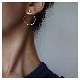 Dangle & Chandelier Fashion Small Metal Ball Drop Earrings Jewelry Punk Style Gold Sliver Color Round Circle Gift For WomenDangle