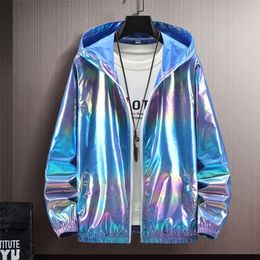 Summer Colorful Shiny Sunscreen Clothing for Men and Women Couples Thin Breathable Color Jacket Trend Large Size 220810