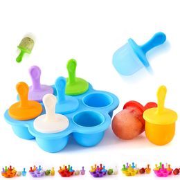 10 Colour Creative Silicone Ice Cream Tools silica gel supplementary food box Seven hole silica-gel ice lattice DIY popsicle mould T9I001939