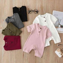 2020 New Fashion Newborn Infant Baby Boy Girl Knitted Romper Casual Short Sleeve Jumpsuit Clothes Outfits 0-18M G220521