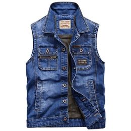 Manvelous Denim Vests Men With Many Pockets Outdoors Tactical Breathable Mesh Vest Sleeveless Jacket Casual Thin Male Vest Coat T190828