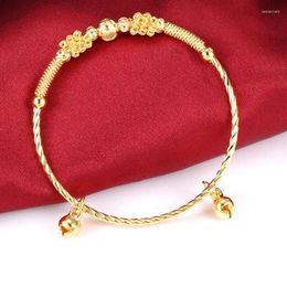Bangle Lovely Children Bracelet Yellow Gold Filled Baby Jewellery Present With BellsBangle Lars22