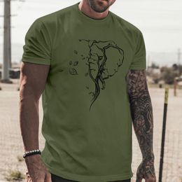 Herren-T-Shirts Männliche Sommer Casual Elephant Print T-Shirt Bluse runden Nacken Kurzarm Tops Schwimmwäsche