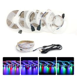 Strips RGB Light Strip Not Waterproof Flexible Lamp For TV Background Lighting With 3 Key USB Remote Controller 60led/M 5VLED LED