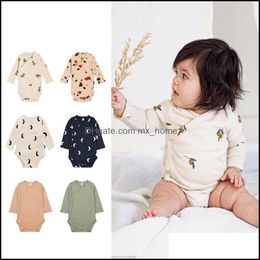 Rompers JumpsuitsRompers Baby Kids Clothing Baby Maternity Girls Boys Olive Moon Coloured Stone Print Romper In Dhjkx