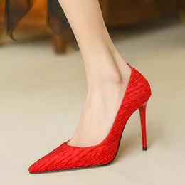 Sandals Sexy High Stiletto Shoes On Heel Elegant Bride Wedding Shoe Slip Ladies Pumps Pointed Toe Footwear For OL Talons HautsSandals