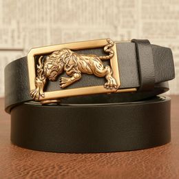 Belts Sell Tiger Designer Automatic Buckle Genuine Leather Belt For Men Retro Strap Male Waistand GiftBelts