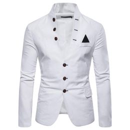 Män Blazer Coat Slim Suit Smart Casual Svarta Business Jackor M-2XL afrikanskt bröllop