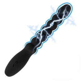 NXY Vibrators 20cm Butt Plug Anal Beads Electric Shock Vibrator for Women Men Adult Games Female Masturbator Vaginal Ball Sex Toy Dildo Erotic 220407
