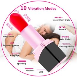 Sex toy Toy Massager 10 Speed Mini Lipstick Vibrator Usb Charging Bullet Nipple Massage Clitoris Stimulator Erotic Product for Woman W038