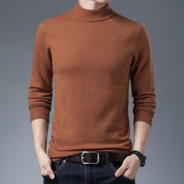 Men's Sweaters Mock Neck Men Sweater Knitted Half Turtleneck Pullover Slim Fit Warm Knitting Mens Solid Colour Casual Pullovers ManMen's