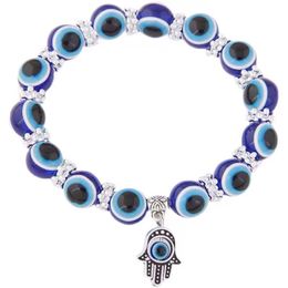 New Turkish Blue Evil Eye Beaded Strands Bracelets For Women Fashion Fatima Hand Charms Bracelet Evil Eyes Bangle Jewellery Accessories