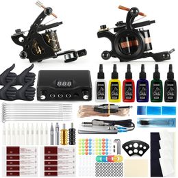 Tattoo Kit Machines Gun Set Power Supply Grips Body Art Needles Permanent Makeup Tools From RU 220617