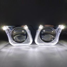 Other Lighting System Car Styling 2.5 Inch Square U LED Angel Eyes HID Bi-xenon Lens Lenses Shrouds For Headlight Projector DRL H1 H4 H7 Ret