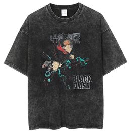 Anime Jujutsu Kaisen Graphic T Shirt Men Harajuku Hip Hop Vintage Washed Tshirts for Men Oversize 100% Cotton Streetwear T-shirt 220707