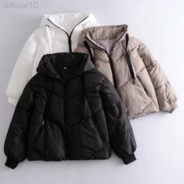 Women's Parkas Jackets With Hoody Thick Coat Winter Warm Outwear Zipper Jackets Solid Fashion Coat Loose Casual Woman Jacket L220730