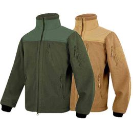 Men's Autumn Winter Tactical Work Clothing Military Fleece Army Green Black Polar Warm Male Coat Multi Pockets Airsoft Jacket L220706