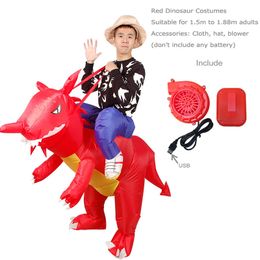 Mascot doll costume Adult T-REX Inflatable Costume Christmas Dinosaur Animal Red Halloween Costume for Women Men Christmas Birthday